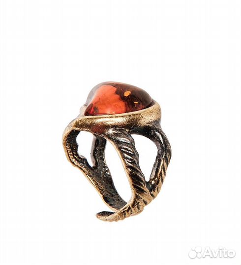 Кольцо Сердечко (латунь, янтарь) A2161336