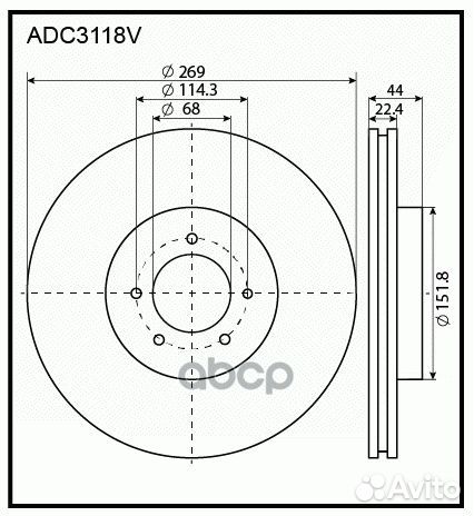 Диск тормозной передний ADC3118V allied nippon