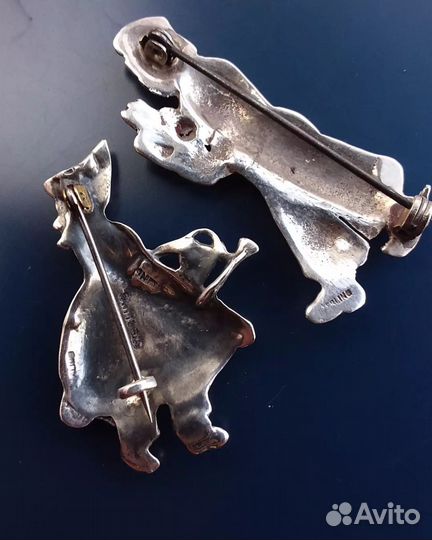 Парные броши Голландская пара серебро Sterling США