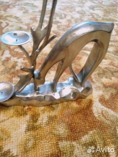 Подсвечник Лось на три свечи титан