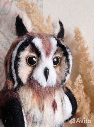 Сова из шерсти интерьерная игрушка