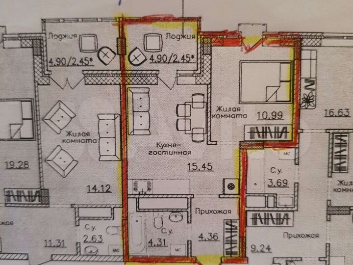 1-к. квартира, 35,1 м², 7/17 эт.