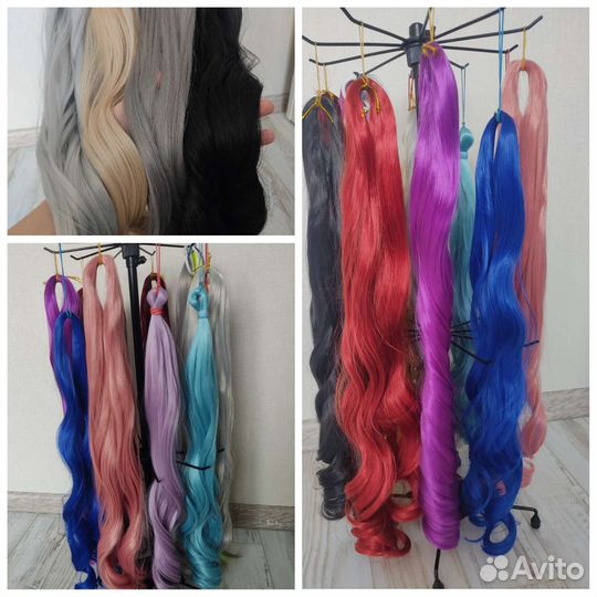 Точечное цветное афронаращивание волос