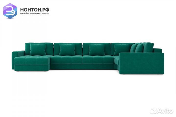 Диван п-образный тик-так Монарх изумрудный
