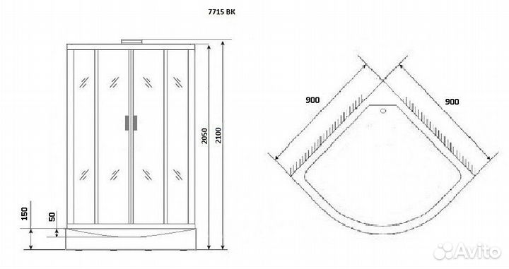 Душевая кабина Niagara Luxe NG-7715GBK 90x90x210