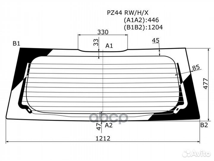 Стекло заднее (Цвет зеленый/ Обогрев/ Прямой ни