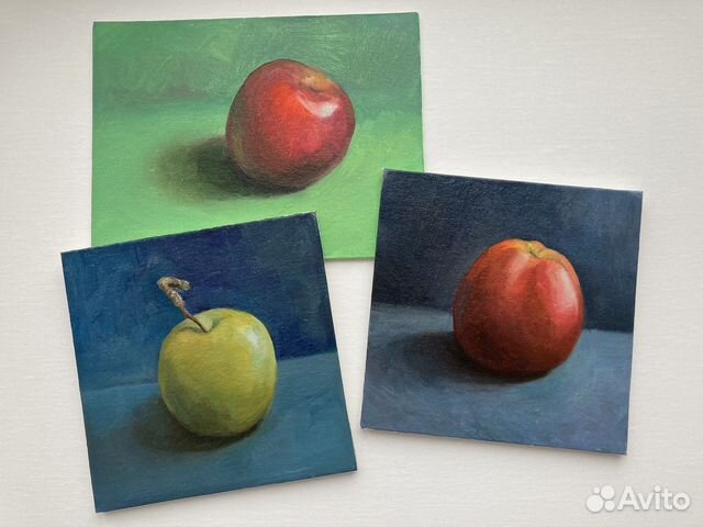 Картина маслом этюды фруктов/ мандарины / яблоки