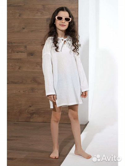 Туника пляжная для девочки из муслина