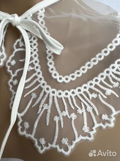 Съемный воротничок белый органза вышивка