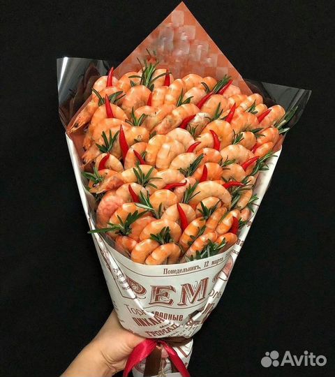 Букеты из креветок