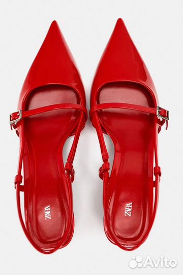 Zara туфли красные с ремешками