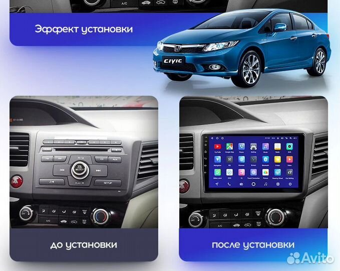 Магнитола Teyes Honda Civic 9 4D Android