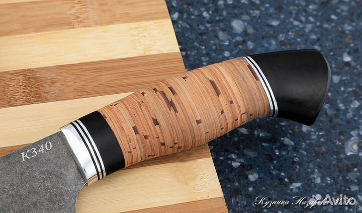 Кухонный нож Шеф № 14 К340 береста черный граб