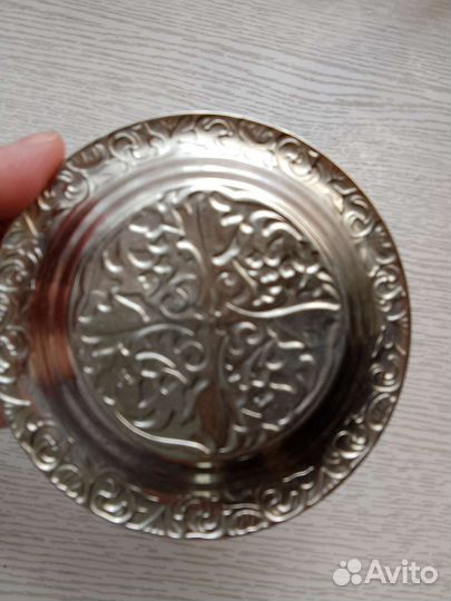 Чашка с блюдцем мельхиор СССР винтаж