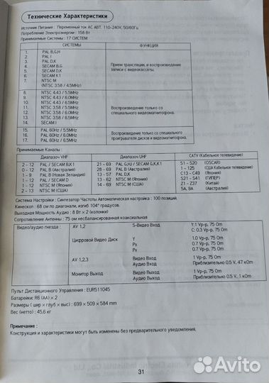 Телевизор Panasonic TX-29P80T