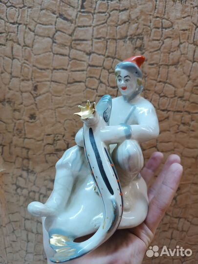 Статуэтка, фарфор, «Емеля с щукой», лфзи, СССР