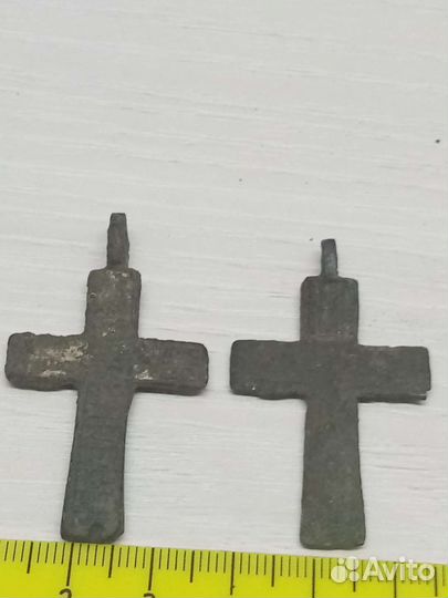 Крестики нательный, бронза, старинные 2 штуки