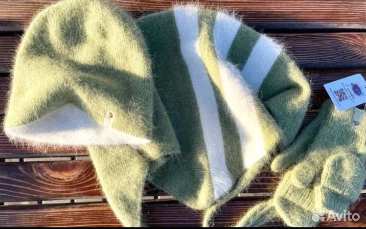 Комплект:шапочка-бини,варежки,бактус-мини