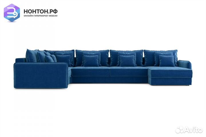 Диван п-образный тик-так Антей темно-синий