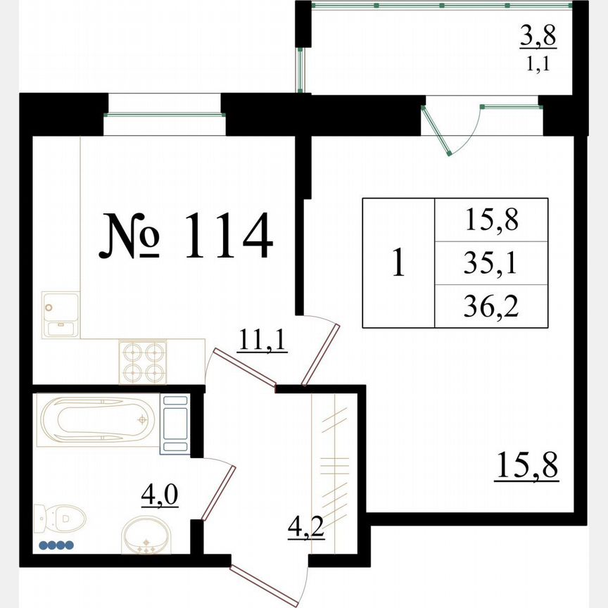 1-к. квартира, 36,2 м², 5/8 эт.