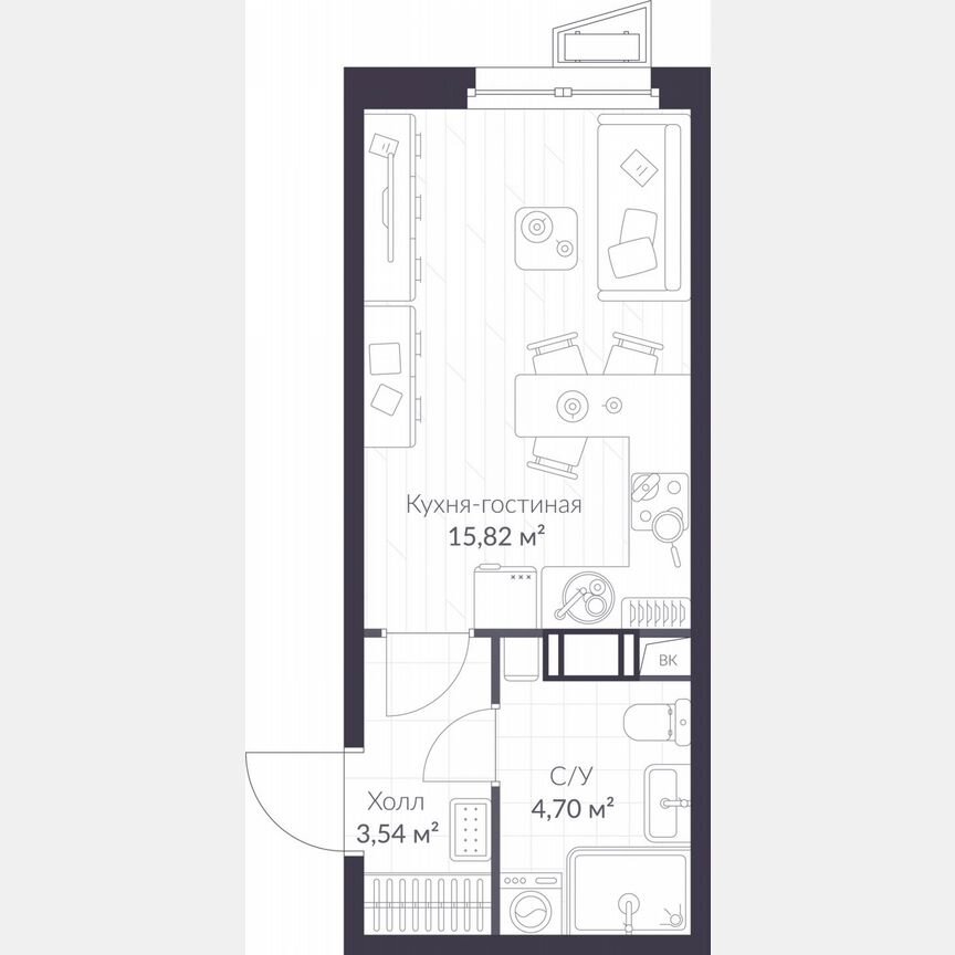 Квартира-студия, 24,1 м², 4/11 эт.