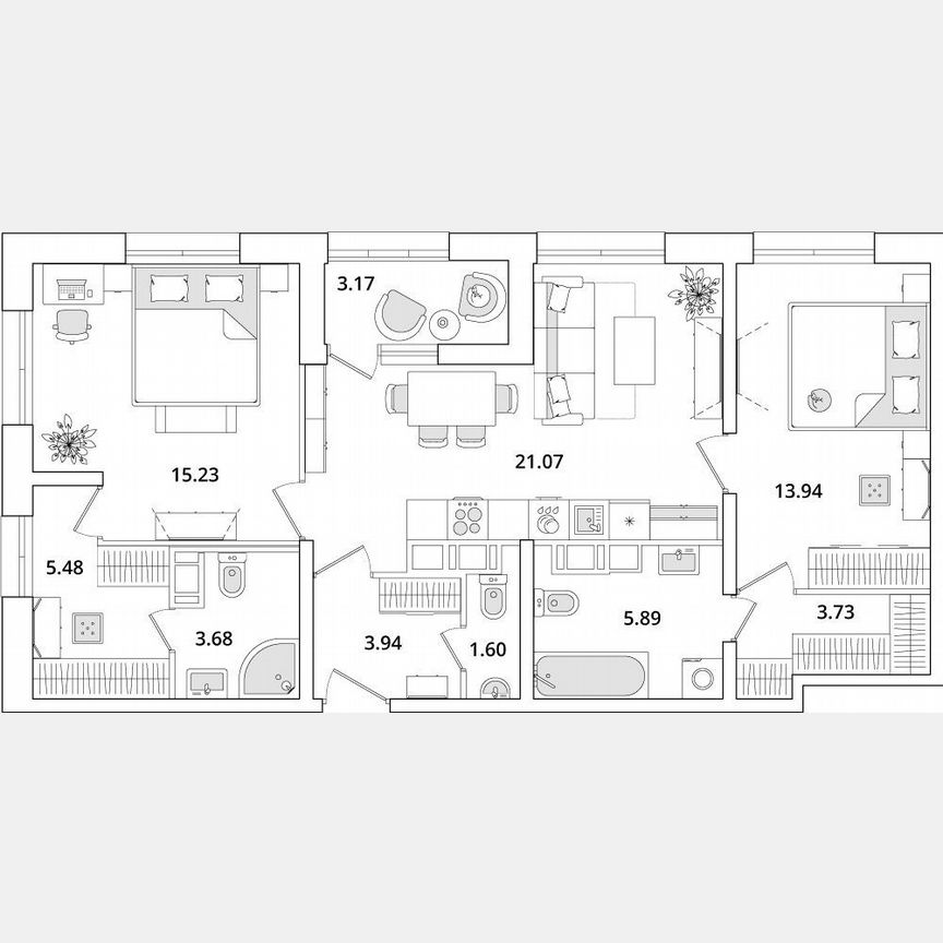 2-к. квартира, 77,7 м², 22/23 эт.