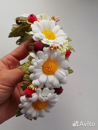 Ободок с ромашками