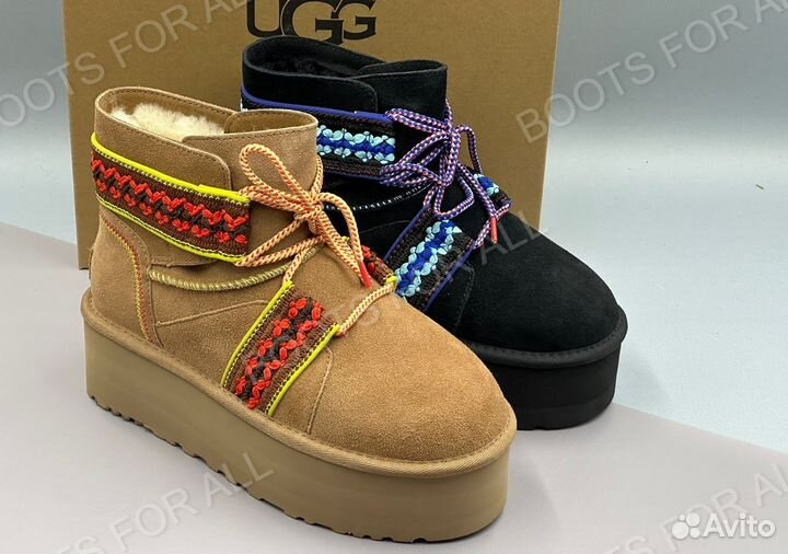 Новые ботинки угг с мехом с тисьмой рыжие
