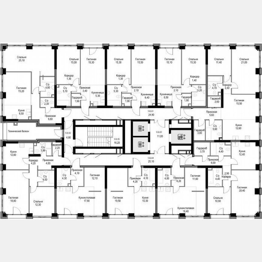2-к. квартира, 65,1 м², 2/25 эт.