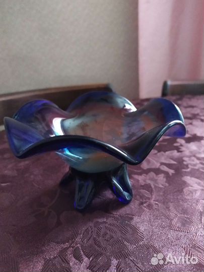 Ваза конфетница из цветного стекла