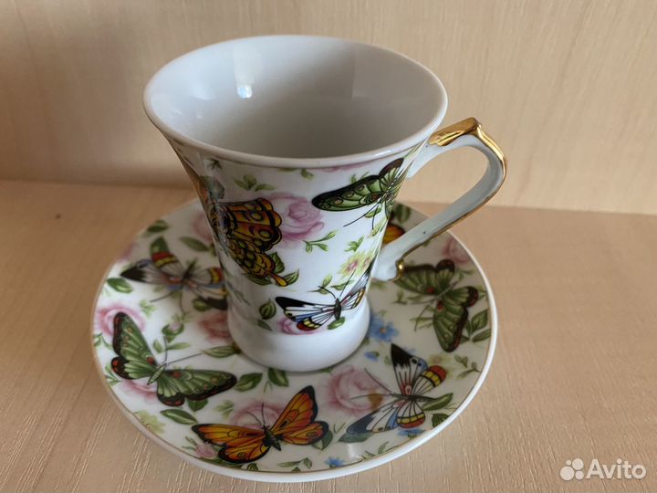 Элегантные Кофейные чашки и блюдца, набор 6 шт