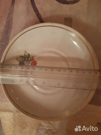 Чашка с блюдцем, большие Розетки