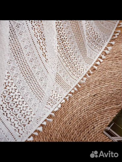 Тюль-штора 150*240 см под лен вязаная кружевная
