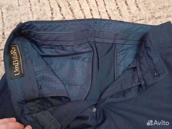 Брючки школьные, синие 140-146