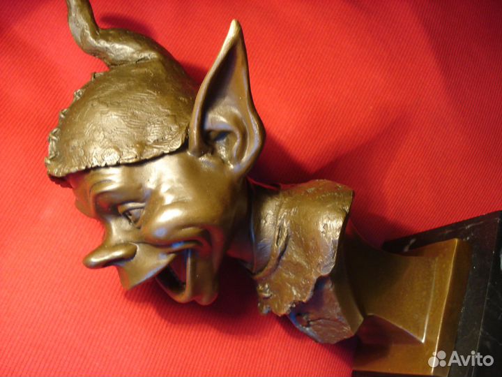 Бюст Тролль смех Франция 28см Редкая Бронза Париж