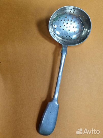 Антикварная Ложка-ситечко. Для компота, Сер