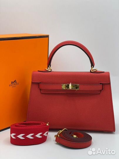 Сумка женская Hermes kelly 22 с широким ремнем