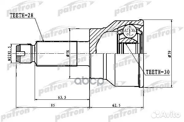 ШРУС наружный 28X58X30 suzuki SX4 RW415/RW416/R