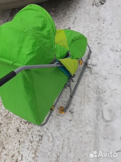 Санки с колёсами, с тёплой сидушкой, с доставкой