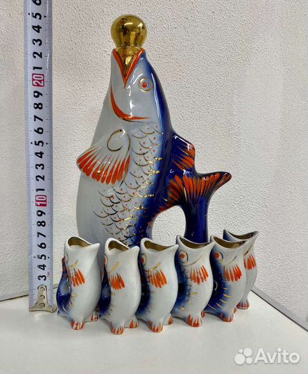 Графин и 6 стопок Рыбки СССР зхк