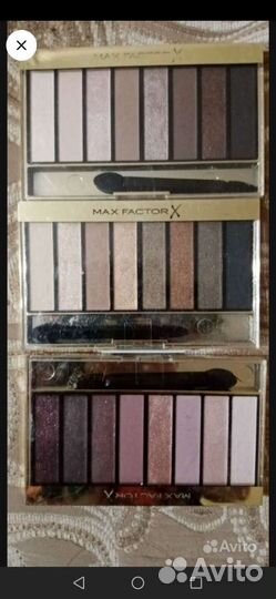 Палетки теней Max Factor и др