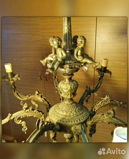 Антикварная бронзовая люстра, Европа, 19 век