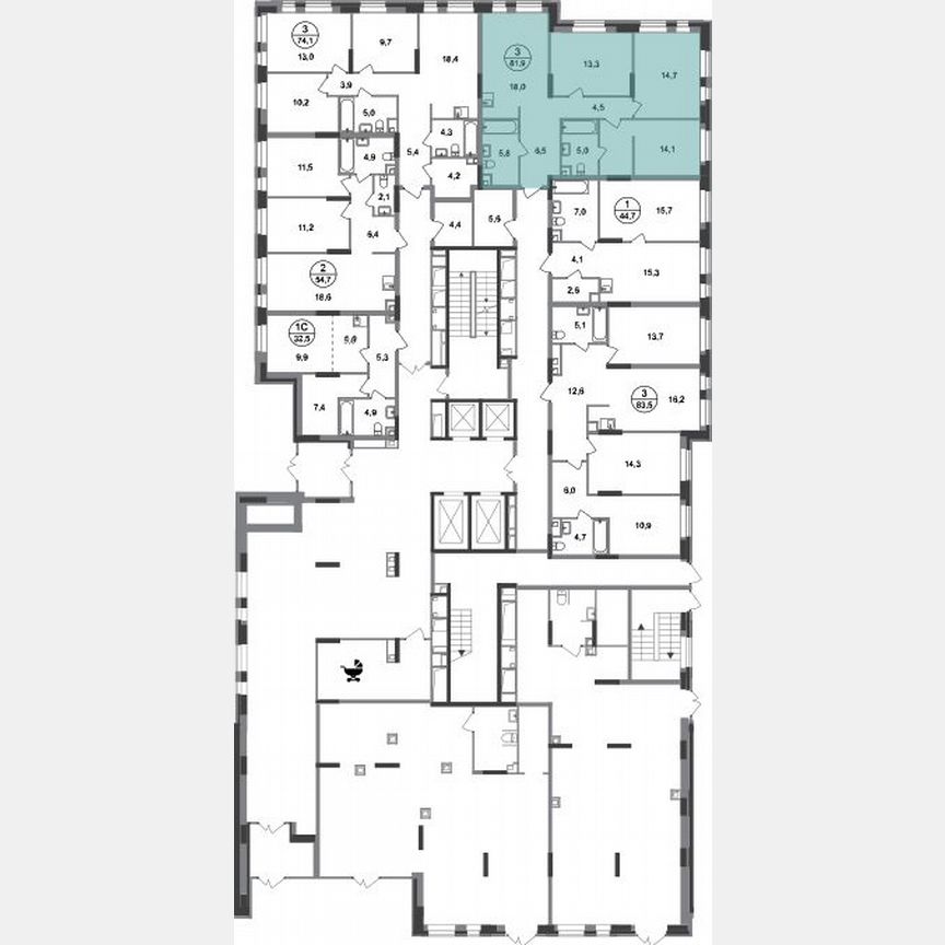 3-к. квартира, 81,9 м², 1/20 эт.