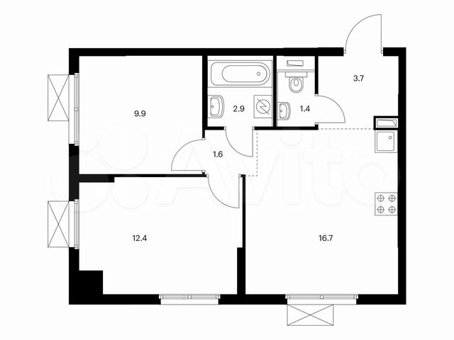 2-к. квартира, 48,6 м², 17/24 эт.