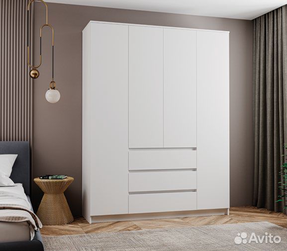 Шкаф белый гладкий 160 см