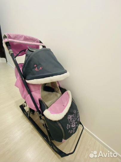 Детские санки коляска с колесам