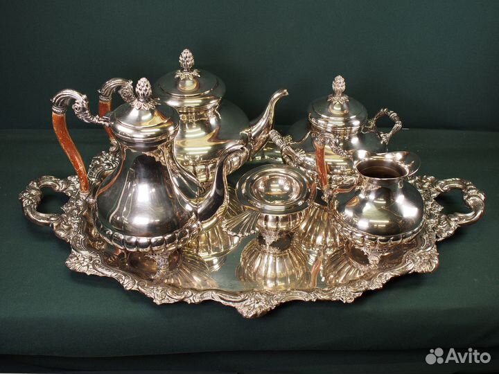 Антикварный кофейно-чайный набор. Серебрение