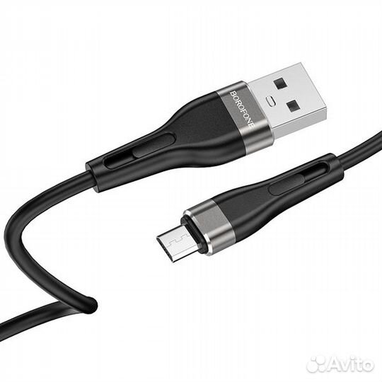 Кабель microusb силикон (borofone BX46) Черный