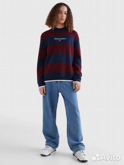 Свитер Tommy Jeans Relaxed Fit Logo Stripe Deep Ro