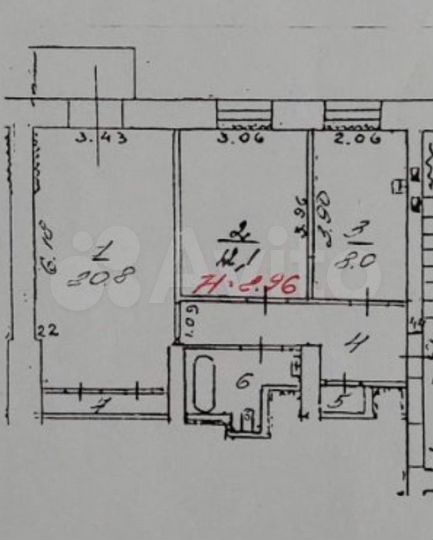 2-к. квартира, 54,4 м², 5/5 эт.